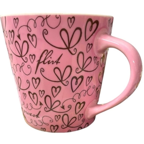 STARBUCKS 2006 Coffee Mug "FLIRT," "SWEET" & Pink Hearts Decorate Cup 17 oz EUC - Picture 12 of 14